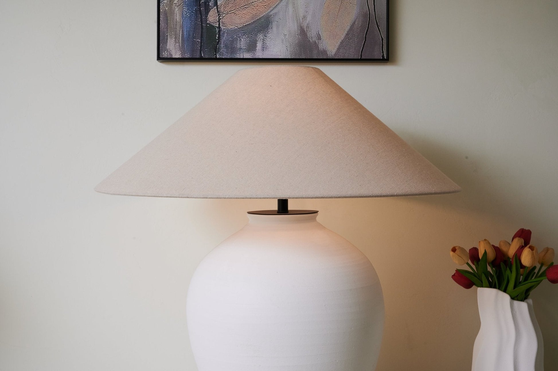 Natalie Minimalist Ceramics Table Lamp-Neutral Decor