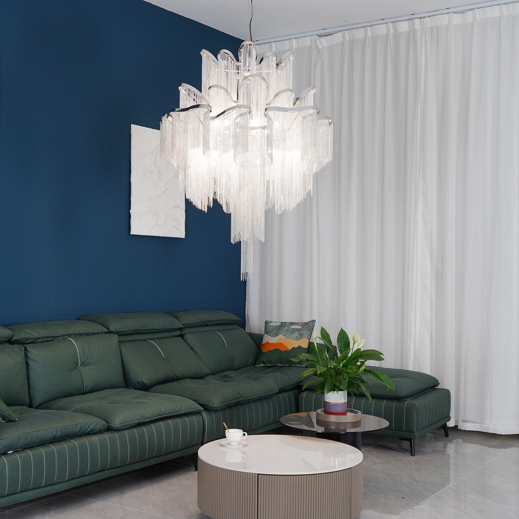 Lustra Pendant Lamp Stream Chain Nickel-Neutral Decor