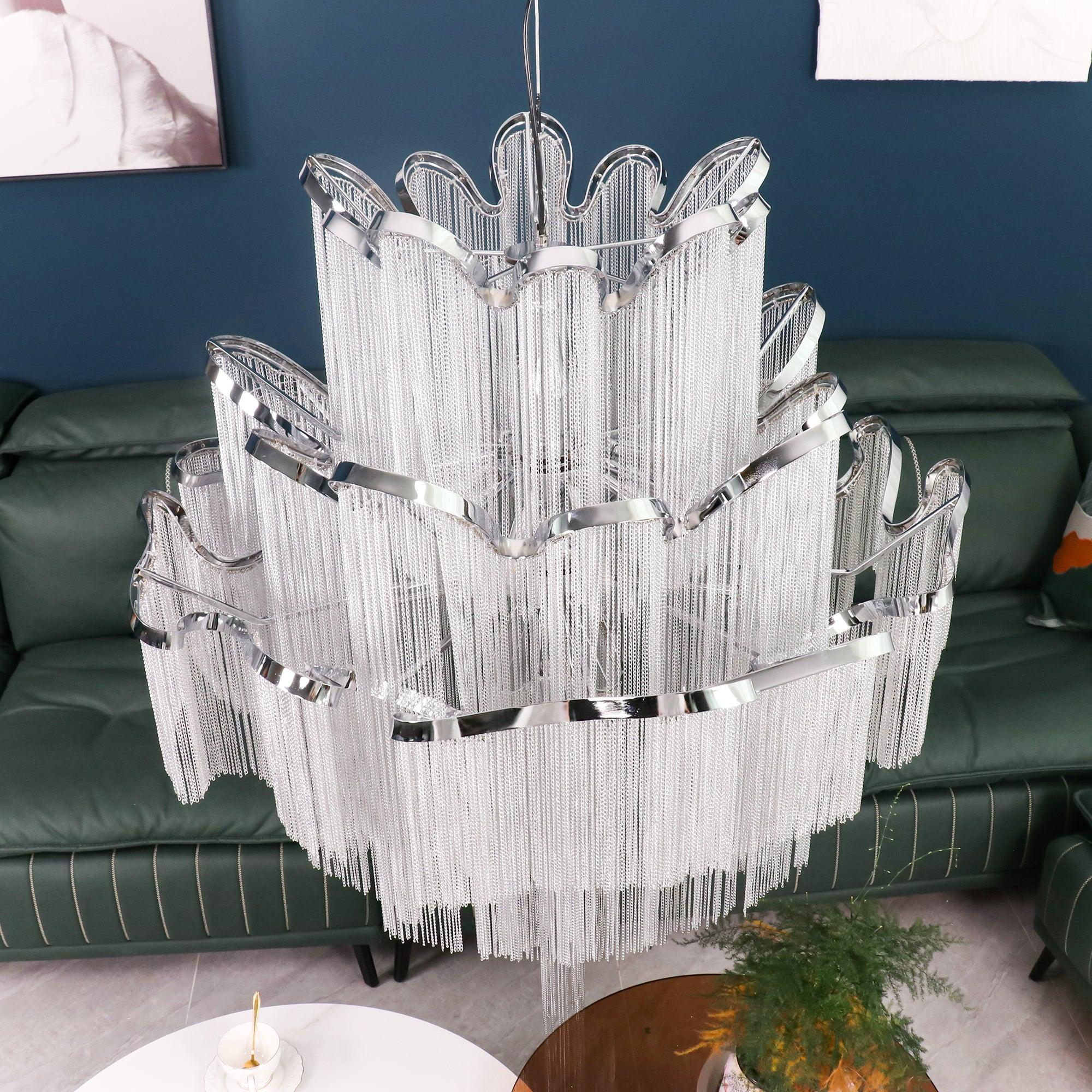 Lustra Pendant Lamp Stream Chain Nickel-Neutral Decor