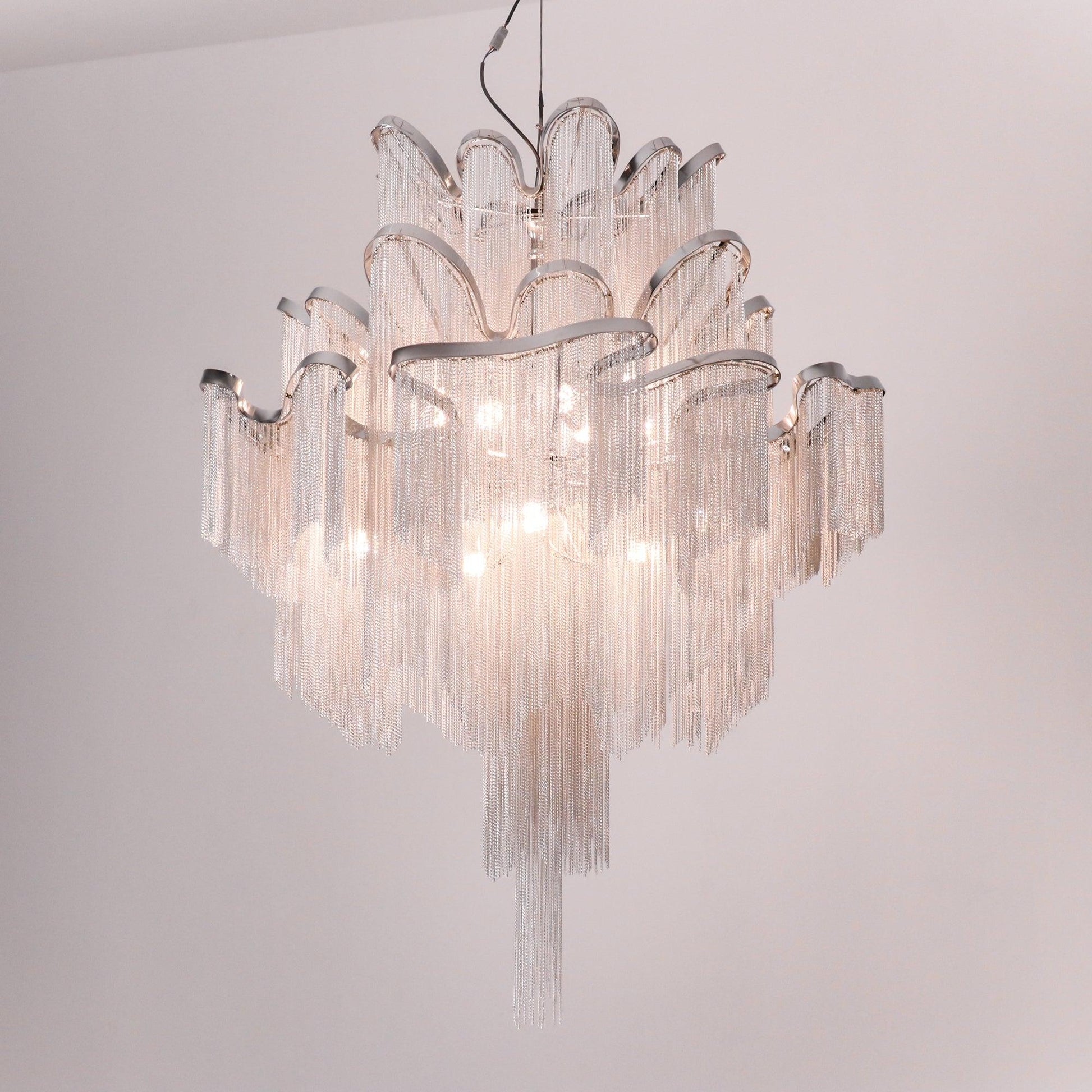 Lustra Pendant Lamp Stream Chain Nickel-Neutral Decor