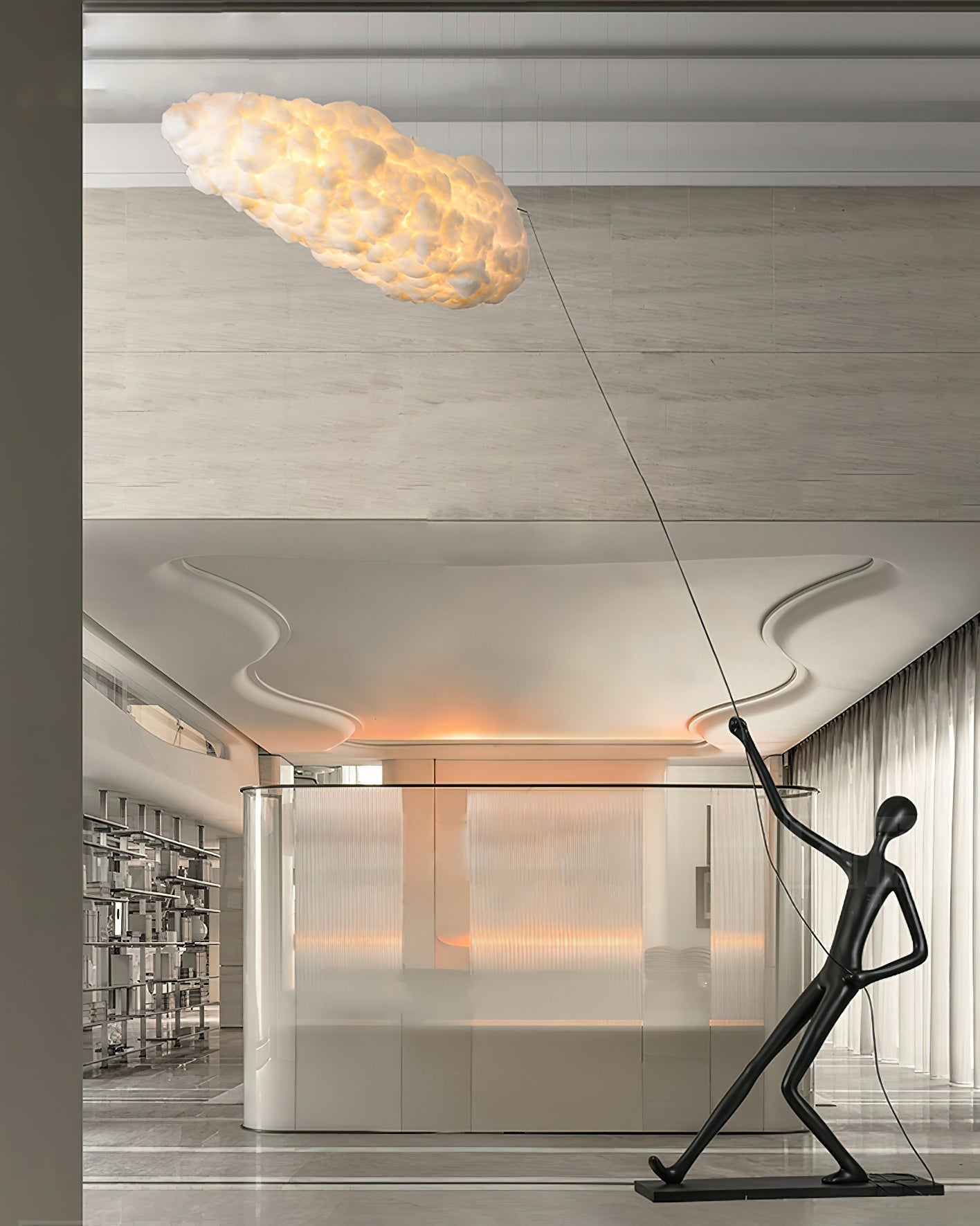 Cildes Cotton Sculpture Lamp-Neutral Decor