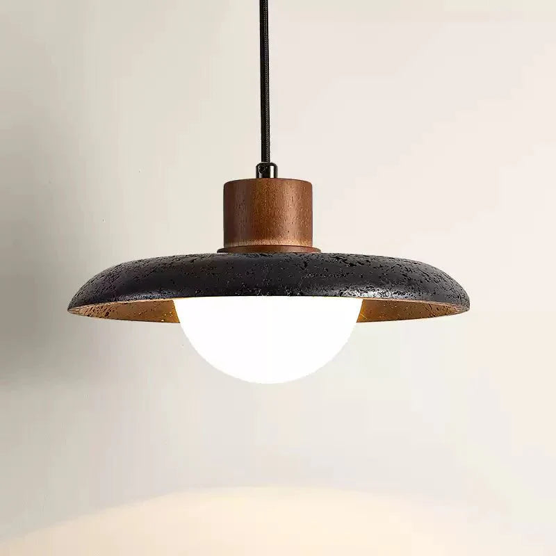 Zenk Black Travertine Dome Pendant Lamp-Neutral Decor