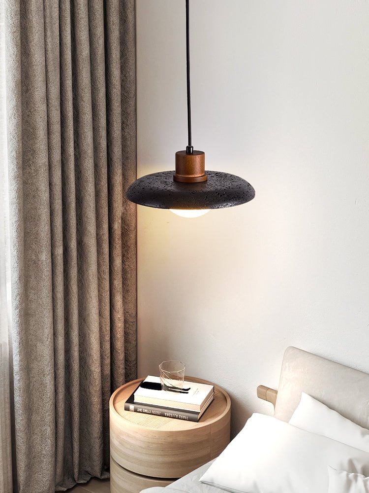 Zenk Black Travertine Dome Pendant Lamp-Neutral Decor