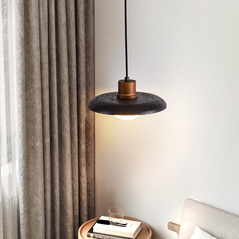 Zenk Black Travertine Dome Pendant Lamp-Neutral Decor