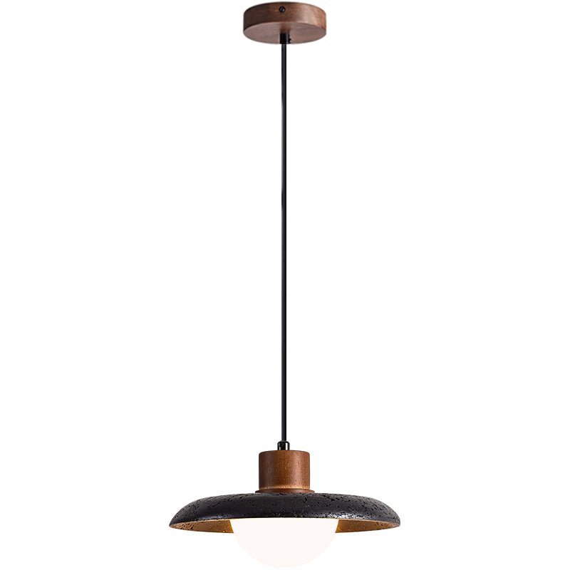 Zenk Black Travertine Dome Pendant Lamp-Neutral Decor