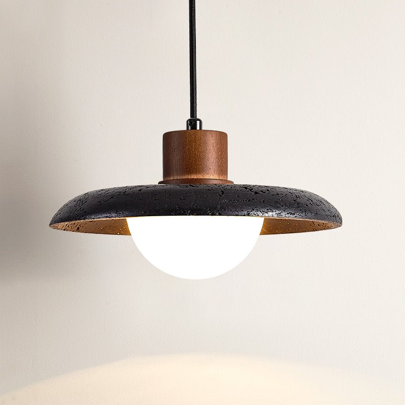 Zenk Black Travertine Dome Pendant Lamp-Neutral Decor