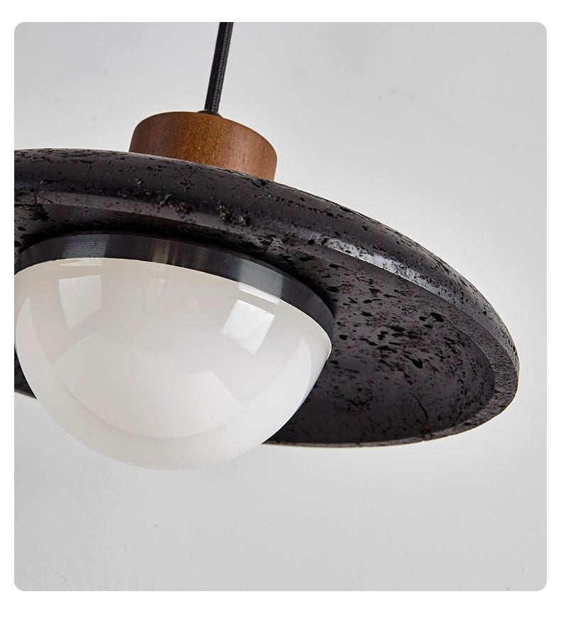 Zenk Black Travertine Dome Pendant Lamp-Neutral Decor