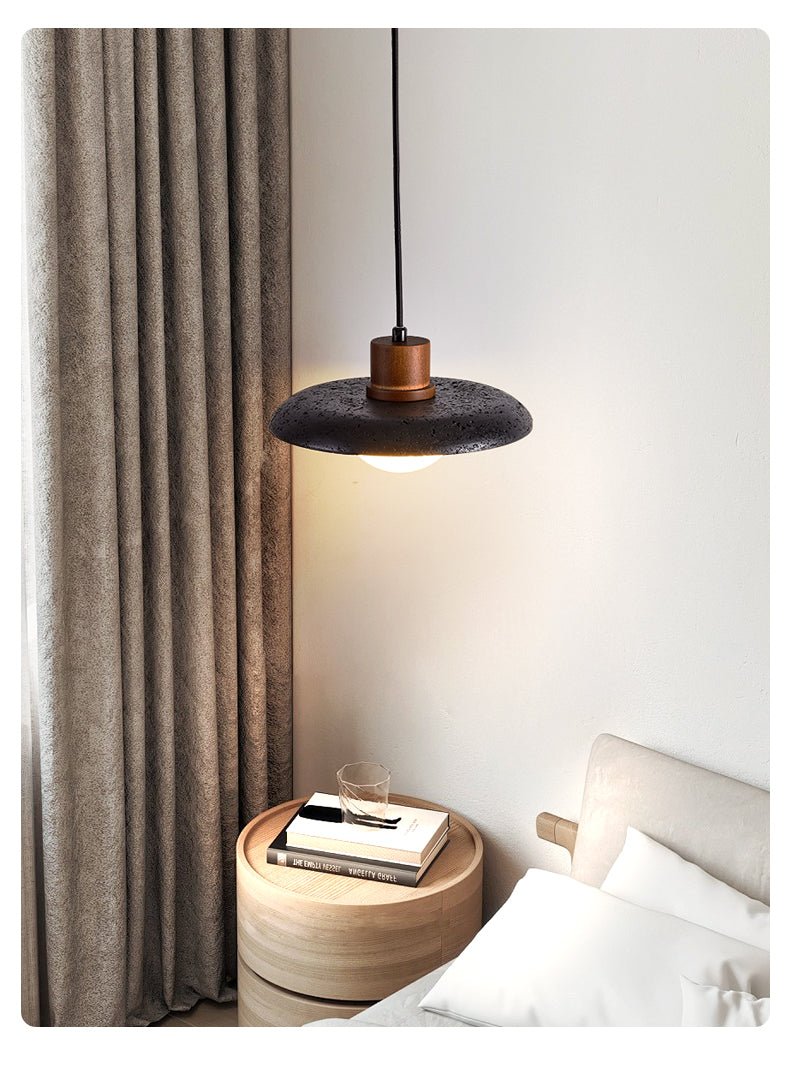 Zenk Black Travertine Dome Pendant Lamp-Neutral Decor