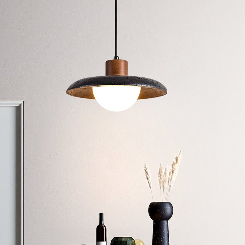 Zenk Black Travertine Dome Pendant Lamp-Neutral Decor