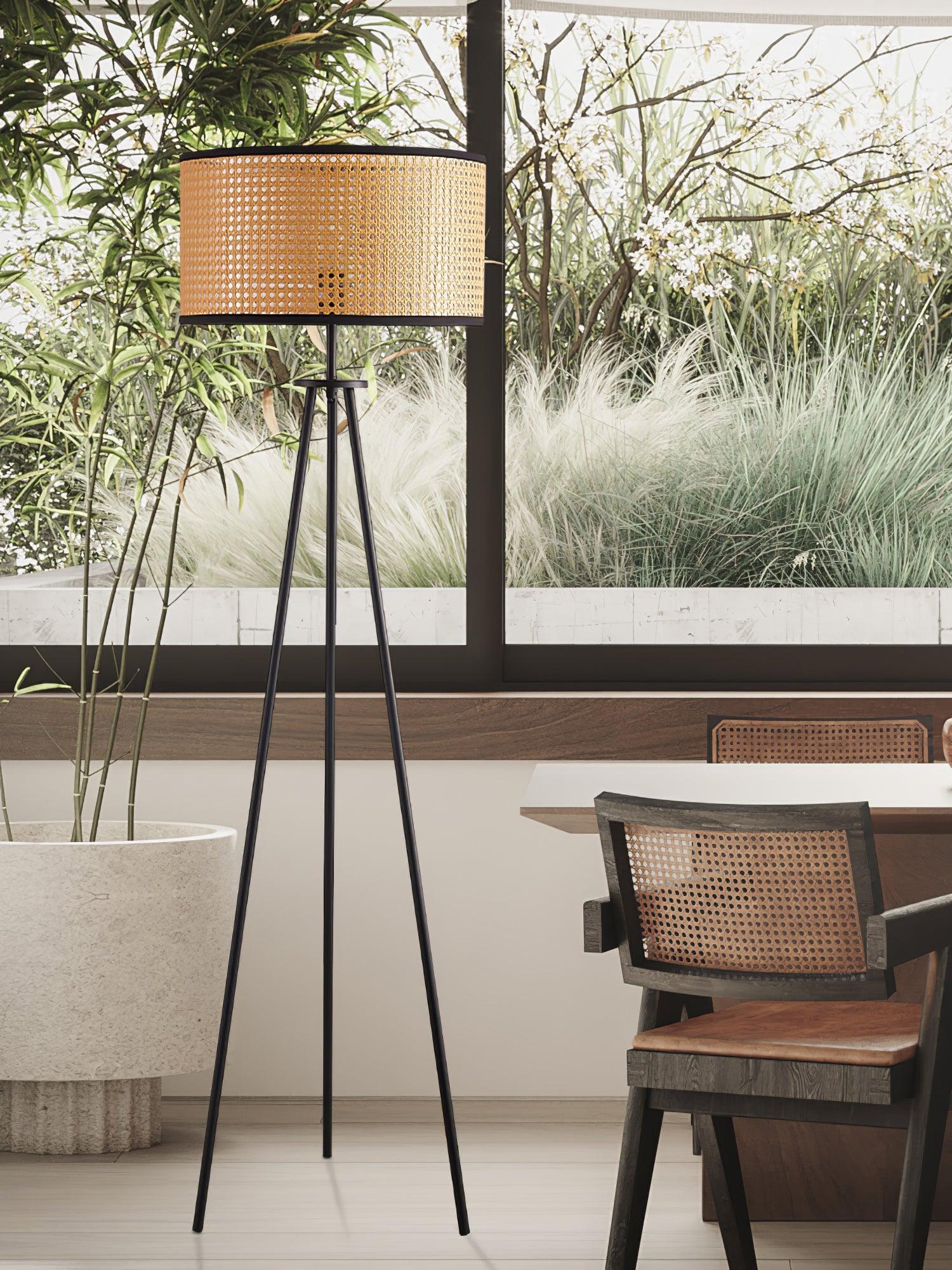 Trio Vintage Bamboo Floor Lamp-Neutral Decor