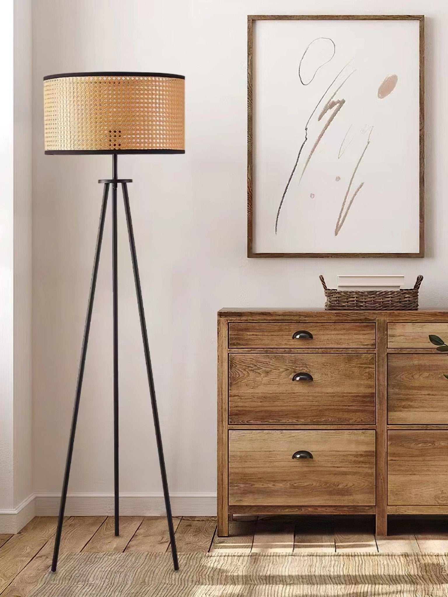 Trio Vintage Bamboo Floor Lamp-Neutral Decor