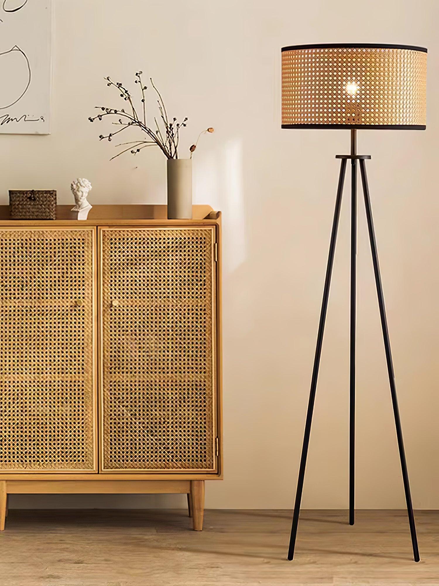 Trio Vintage Bamboo Floor Lamp-Neutral Decor