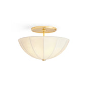 Auden fabric semi-flush mount in a white and gold finish, shown against a neutral background.