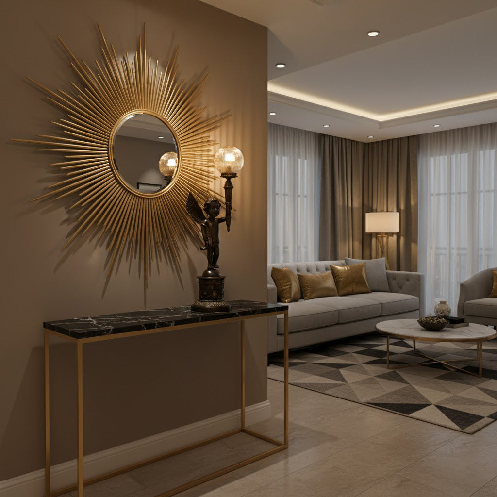 Auguste Moreau table lamp shown on a bedside table, providing warm ambient light.