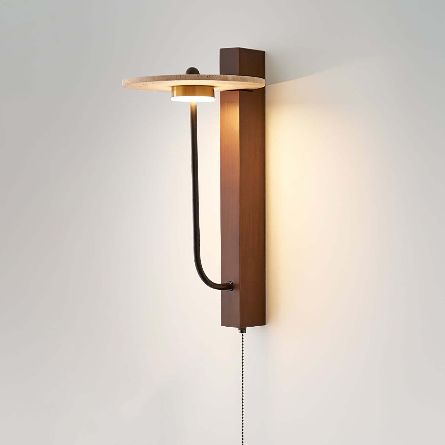 Viphayra Lever Arm Travertine Wall Light-Neutral Decor
