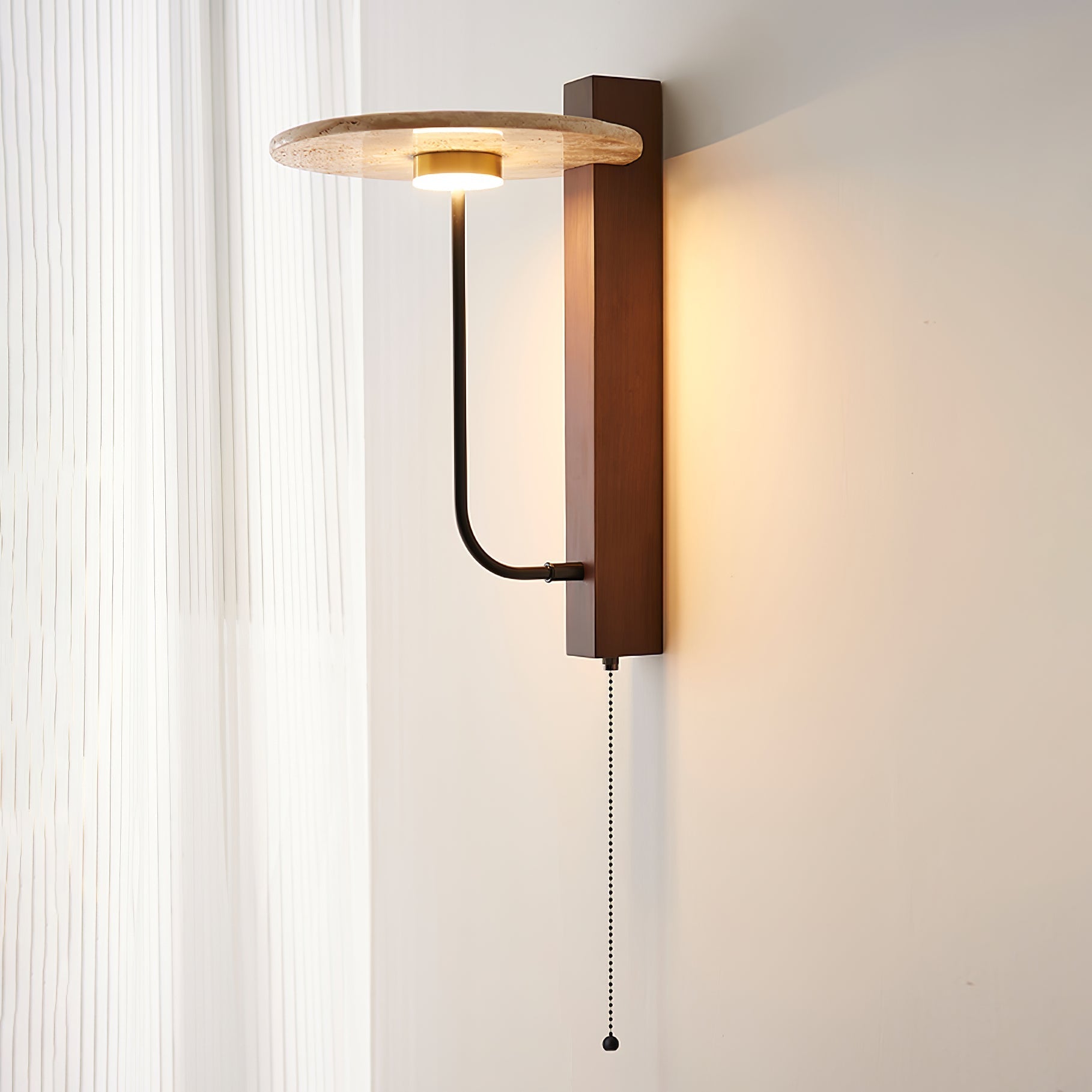 Viphayra Lever Arm Travertine Wall Light-Neutral Decor
