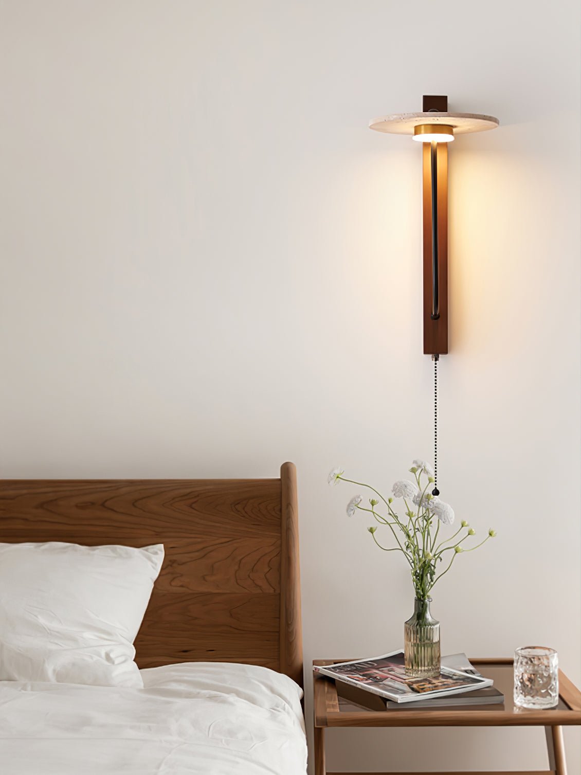 Viphayra Lever Arm Travertine Wall Light-Neutral Decor