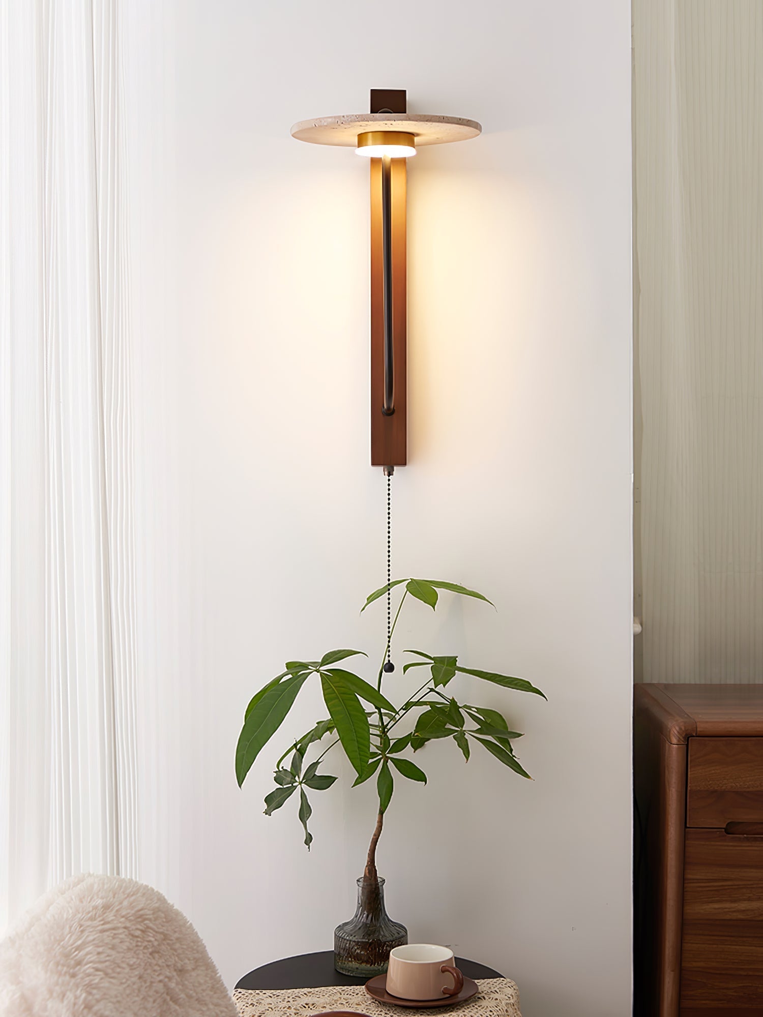 Viphayra Lever Arm Travertine Wall Light-Neutral Decor