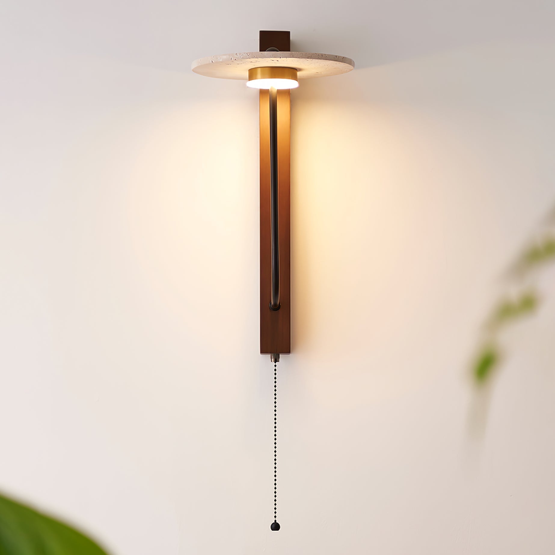 Viphayra Lever Arm Travertine Wall Light-Neutral Decor