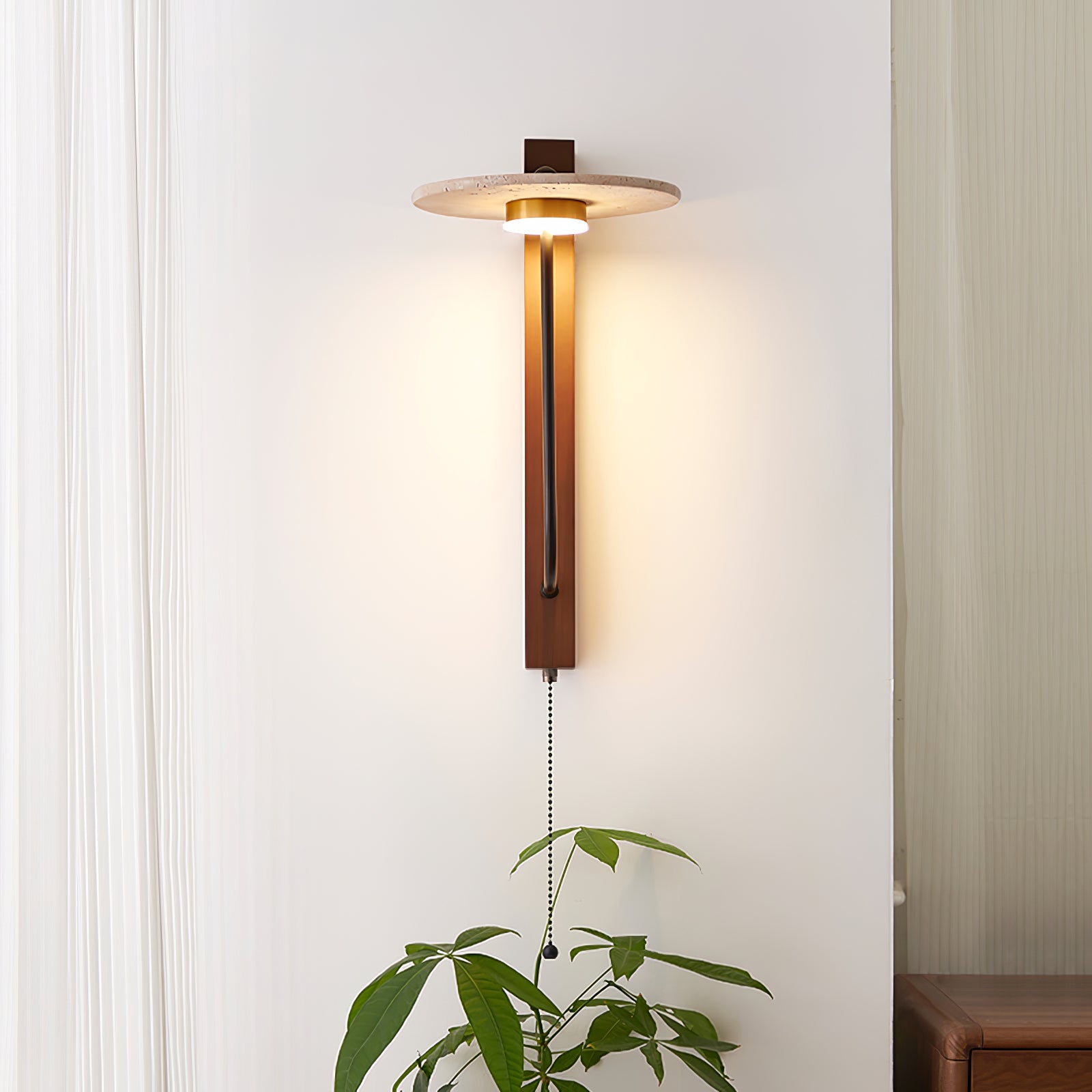 Viphayra Lever Arm Travertine Wall Light-Neutral Decor