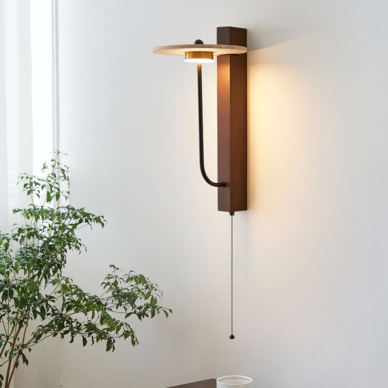 Viphayra Lever Arm Travertine Wall Light-Neutral Decor