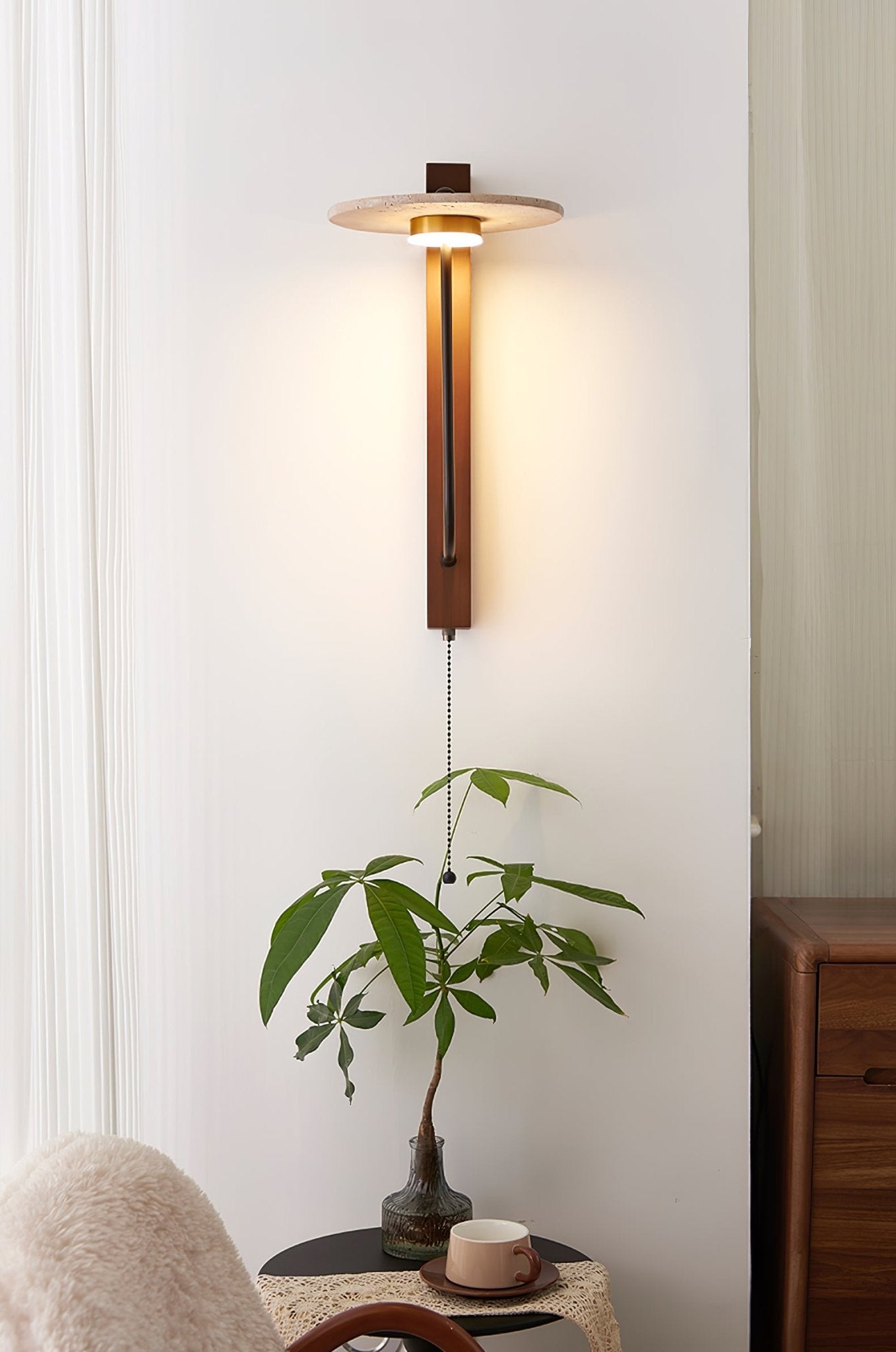 Viphayra Lever Arm Travertine Wall Light-Neutral Decor
