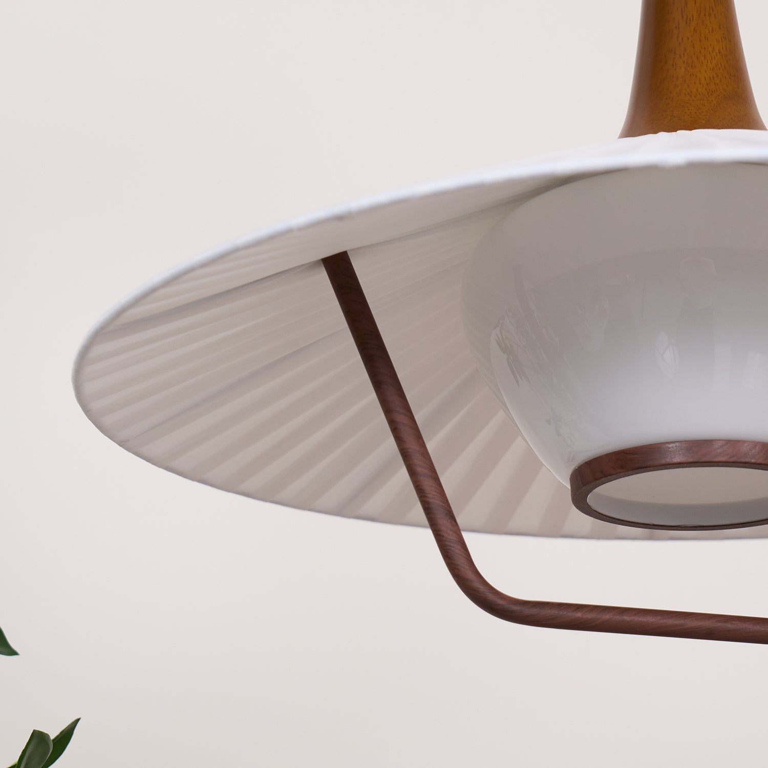 Vionne Mid-Century Wood and White Pendant Lamp