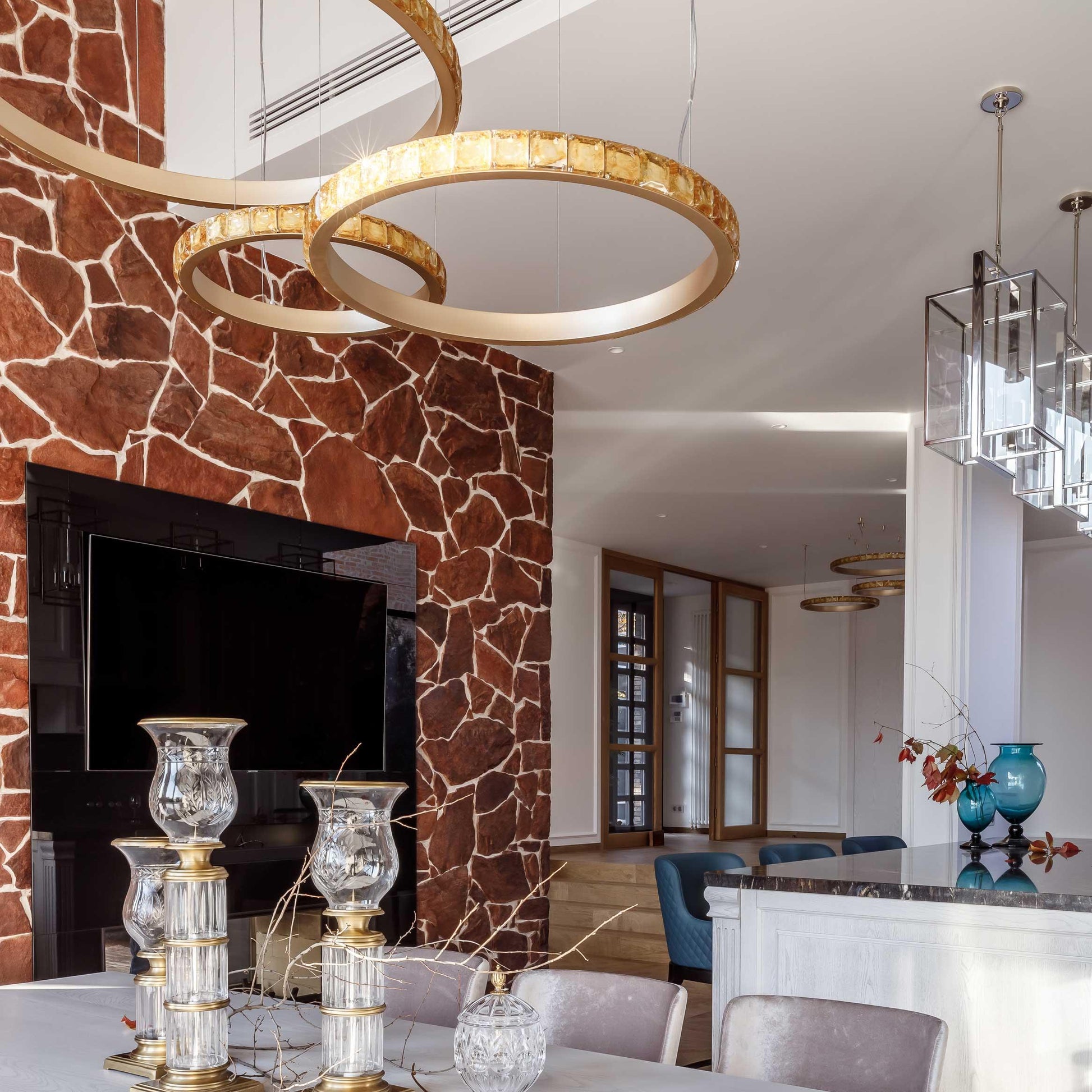 Avzorion Modern Minimalist Ring Glass Chandelier-Neutral Decor