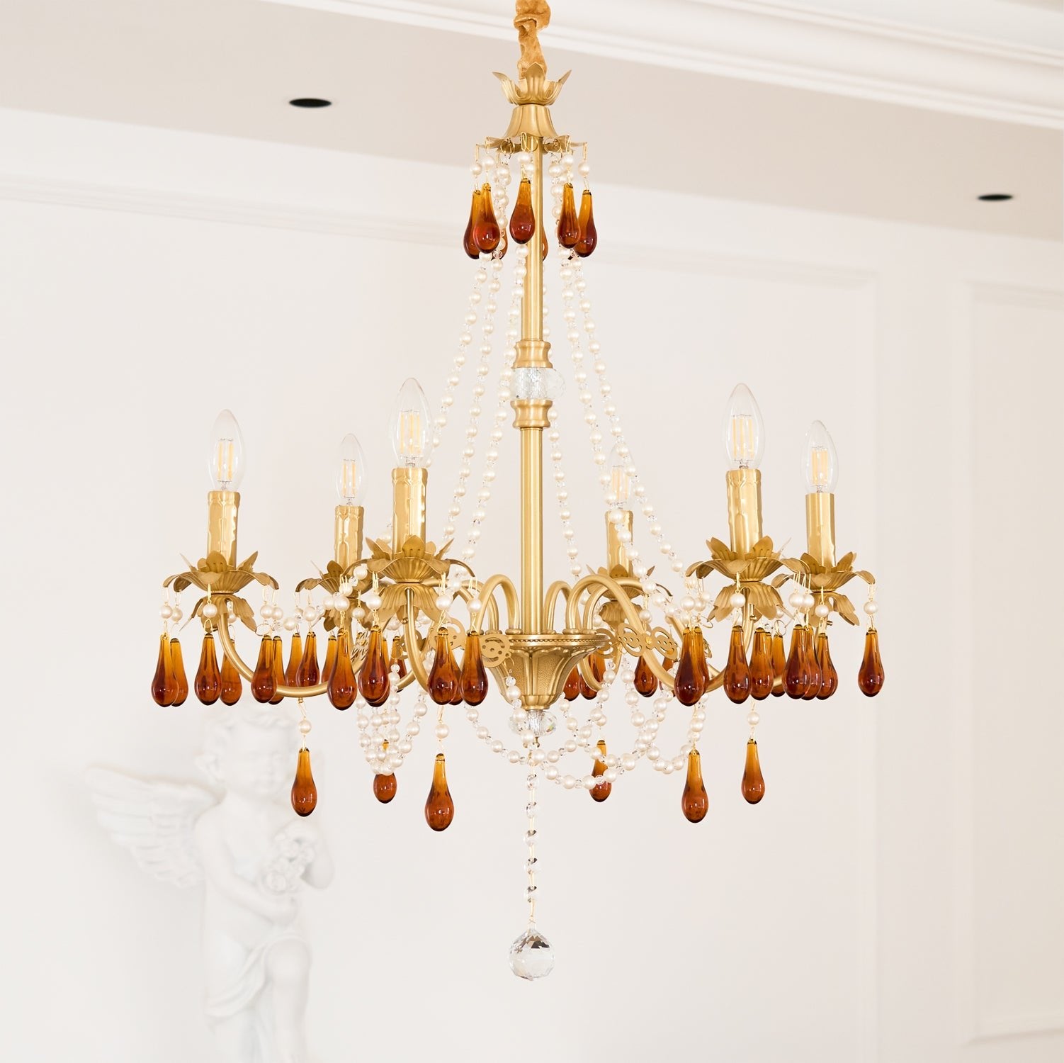 Ormirara Postmodern Luxury Amber Crystal Chandelier-Neutral Decor