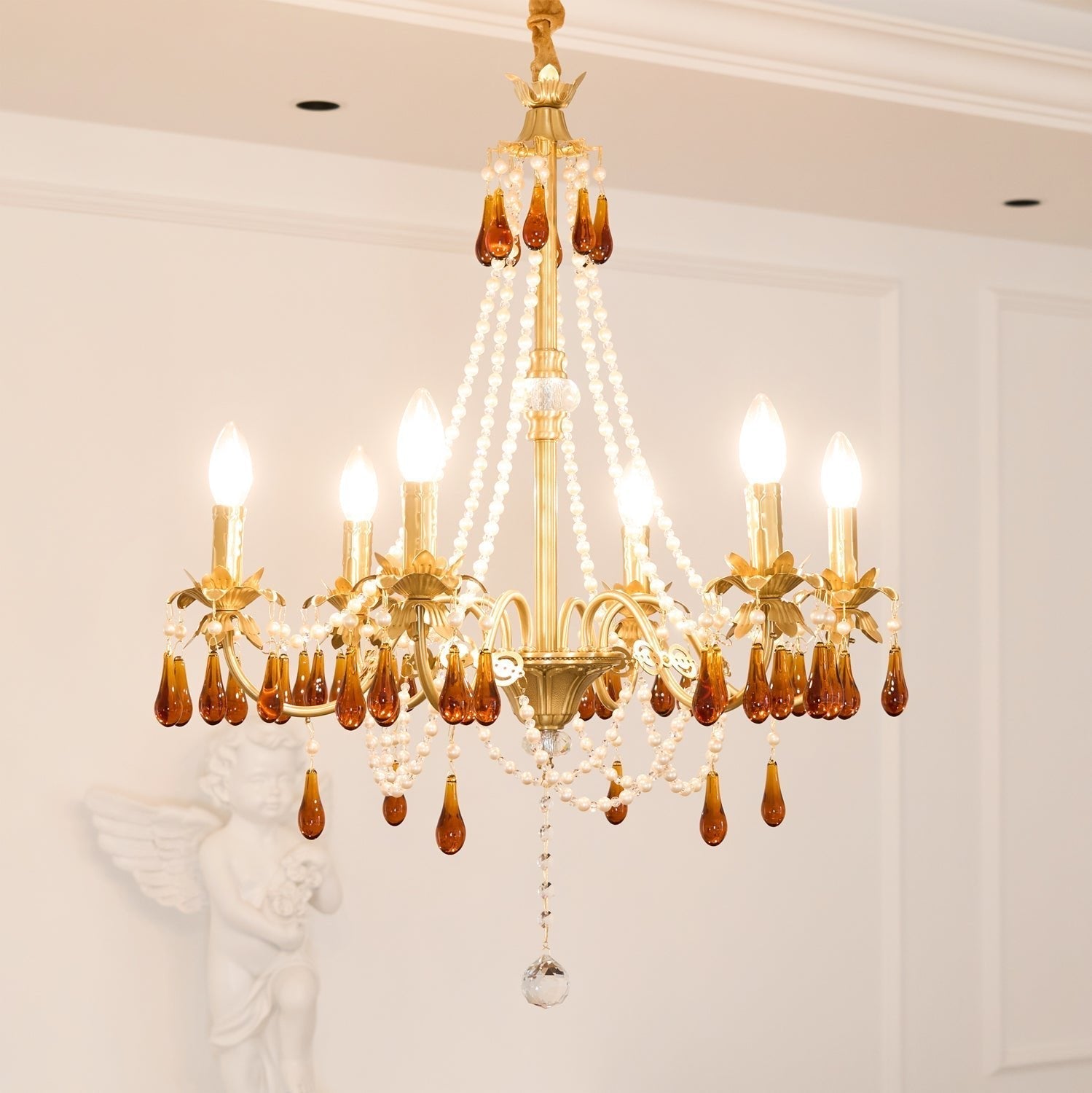 Ormirara Postmodern Luxury Amber Crystal Chandelier-Neutral Decor