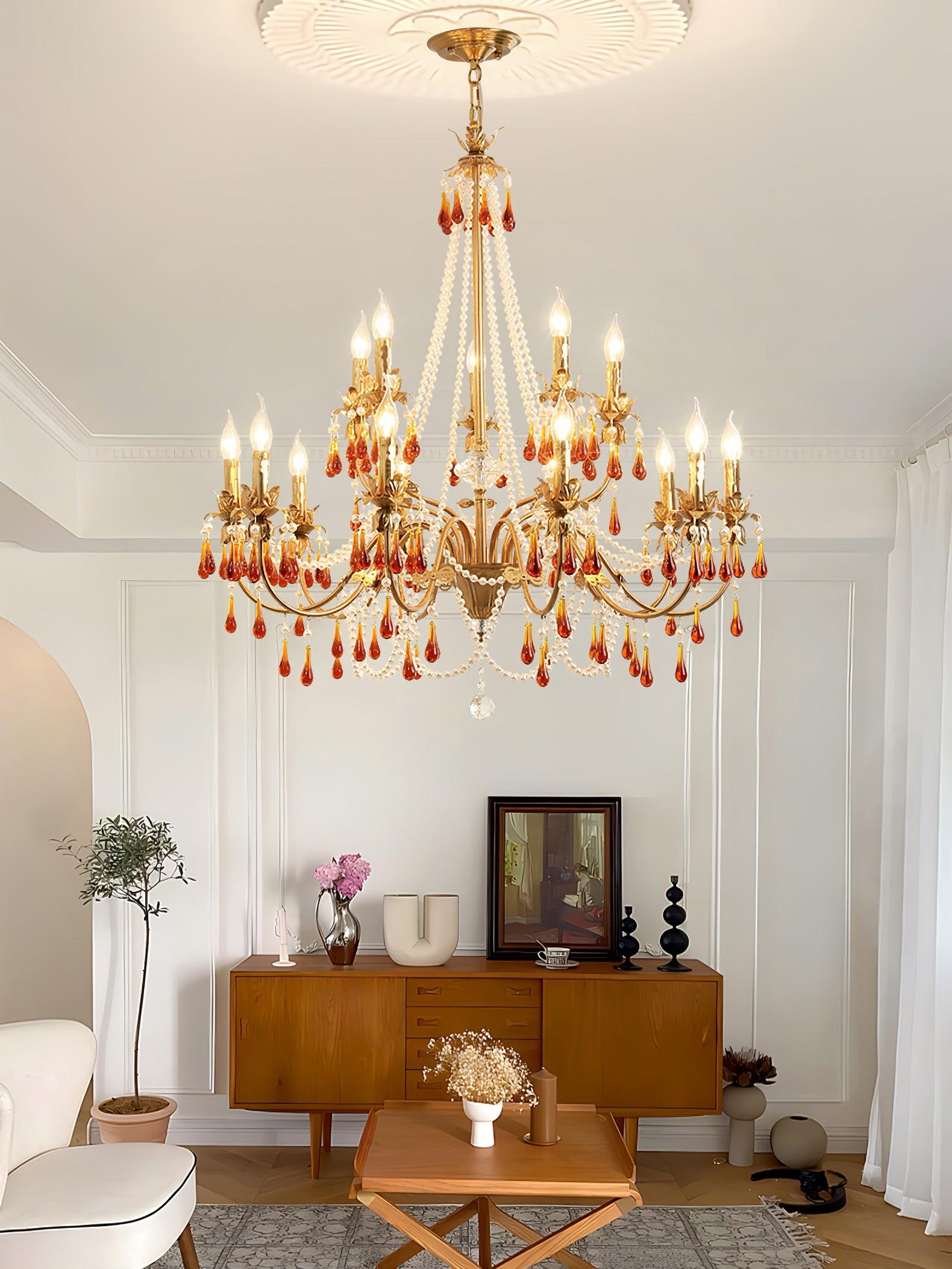 Ormirara Postmodern Luxury Amber Crystal Chandelier-Neutral Decor