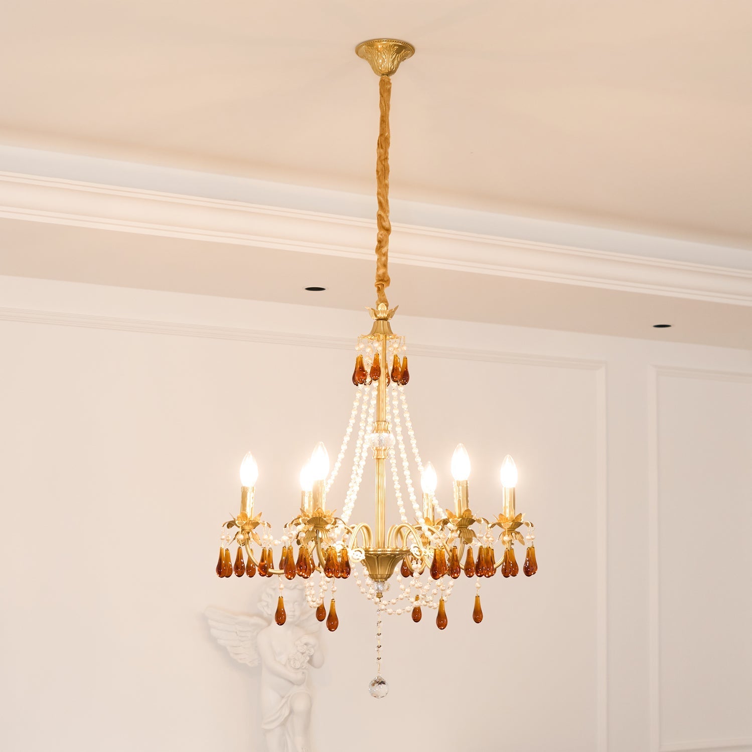 Ormirara Postmodern Luxury Amber Crystal Chandelier-Neutral Decor