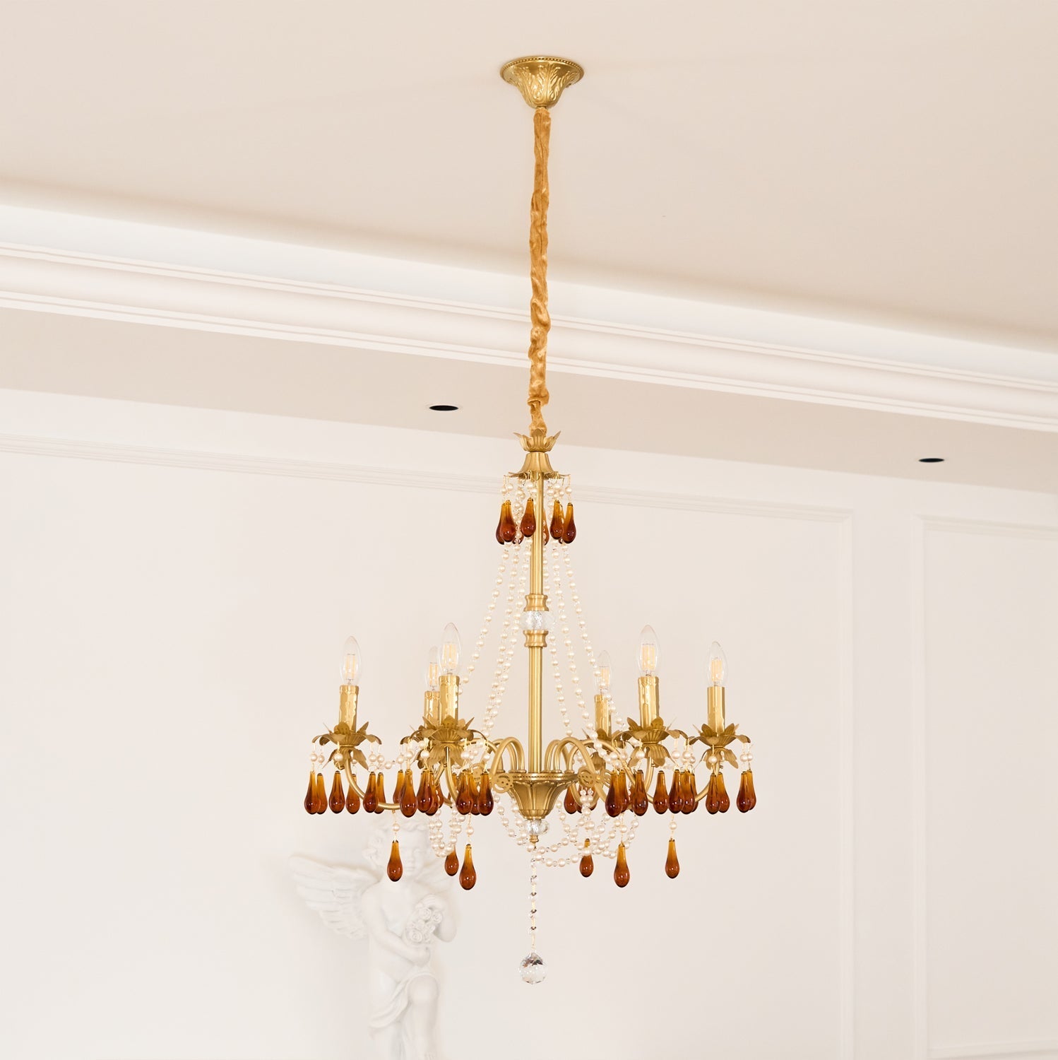 Ormirara Postmodern Luxury Amber Crystal Chandelier-Neutral Decor