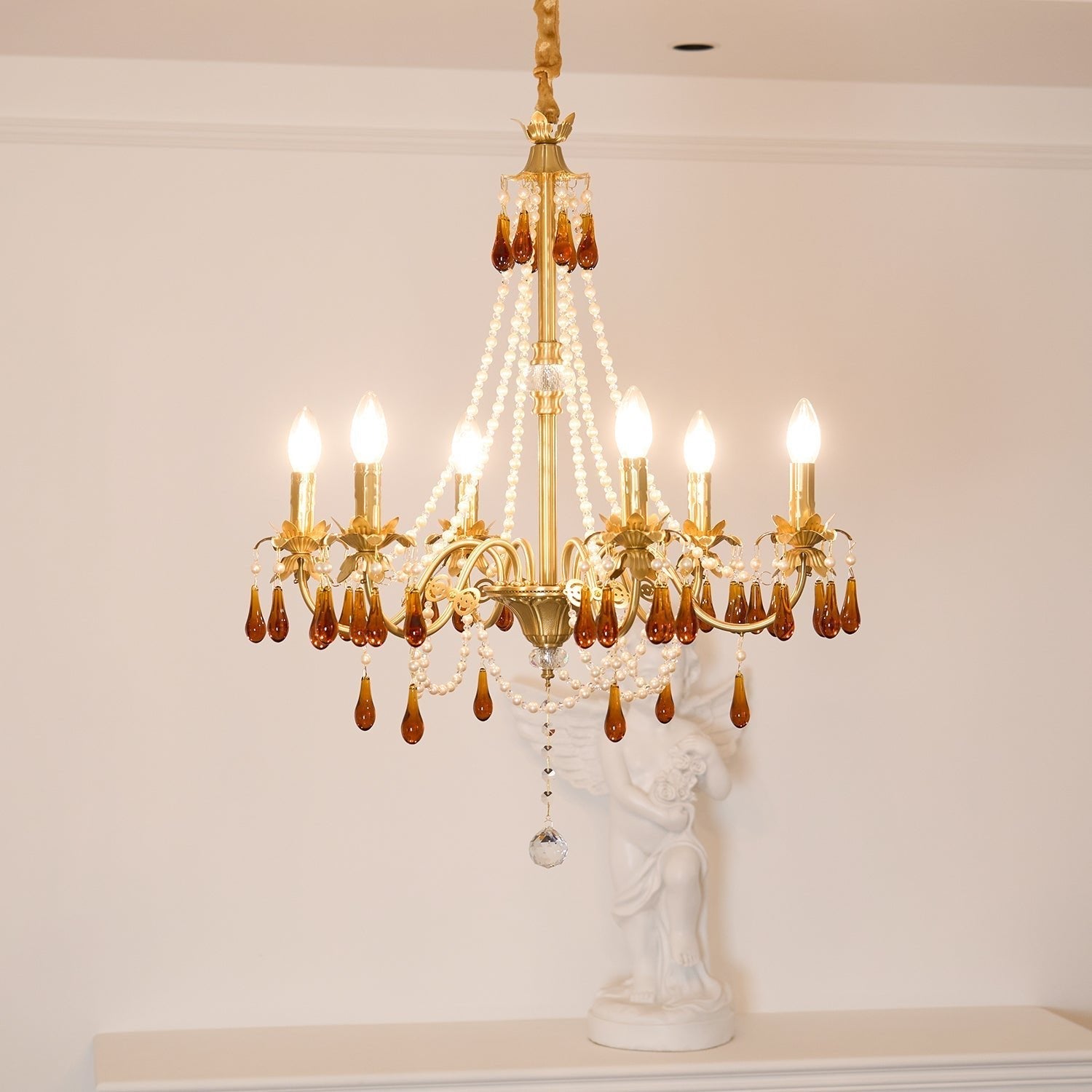 Ormirara Postmodern Luxury Amber Crystal Chandelier-Neutral Decor