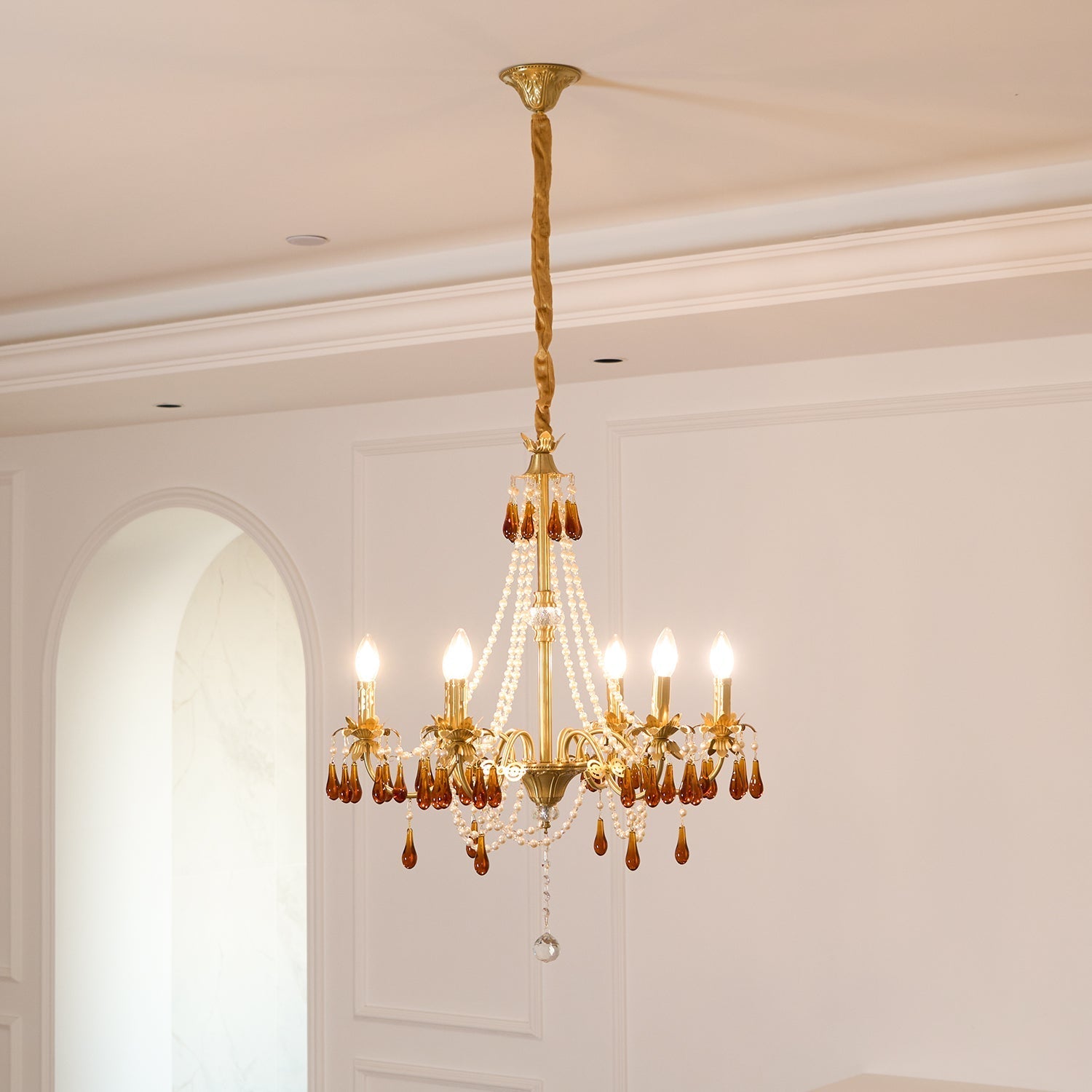 Ormirara Postmodern Luxury Amber Crystal Chandelier-Neutral Decor