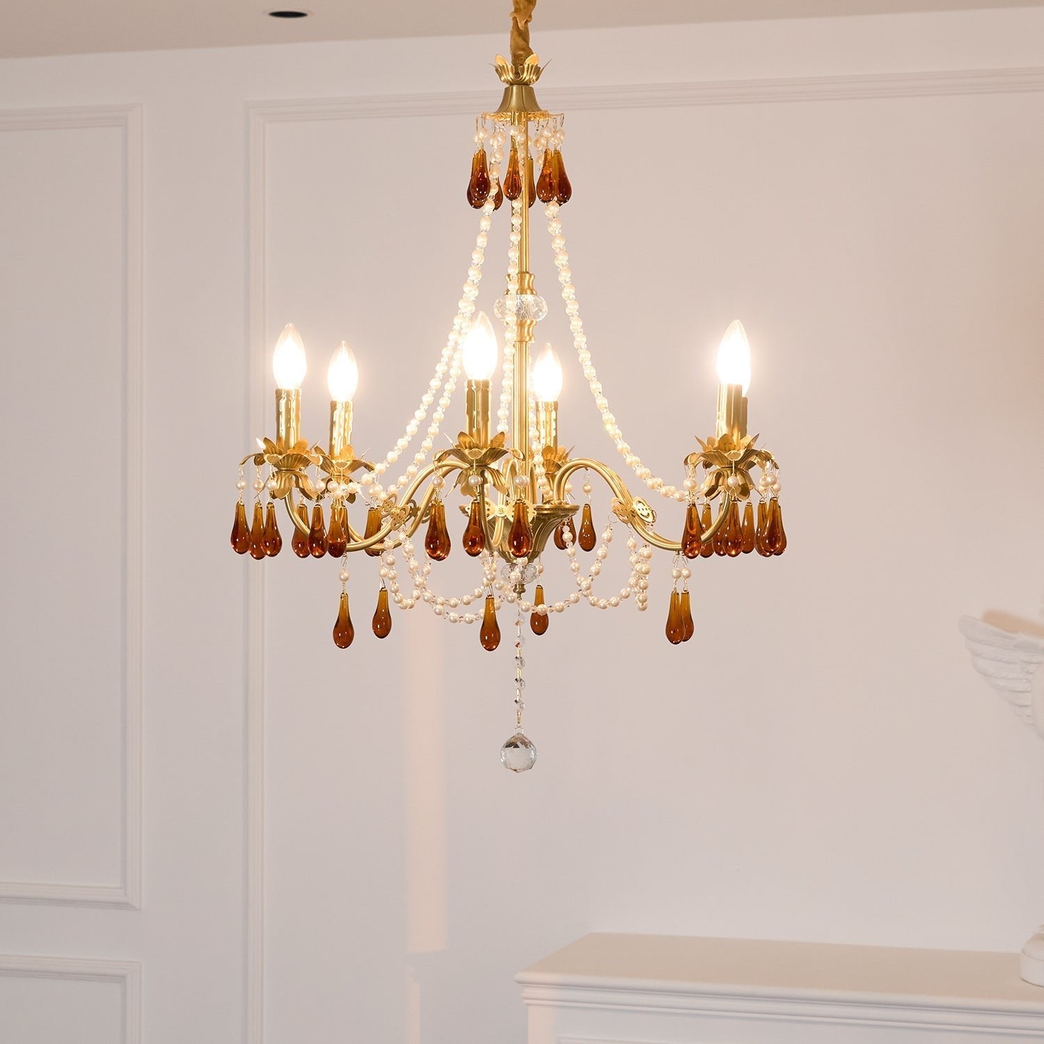 Ormirara Postmodern Luxury Amber Crystal Chandelier-Neutral Decor
