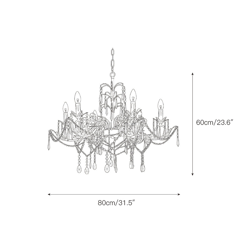 The Aurelia Floral Chandelier shown in a classic living room setting.