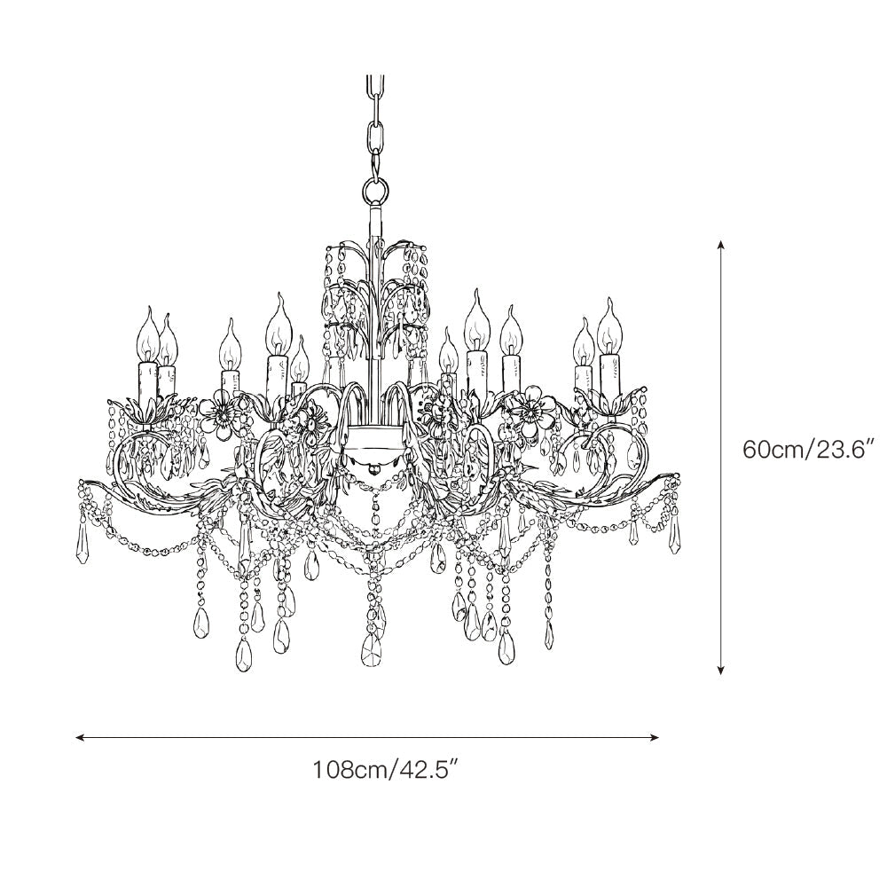 Angled view of the Aurelia Floral Chandelier against a plain background.