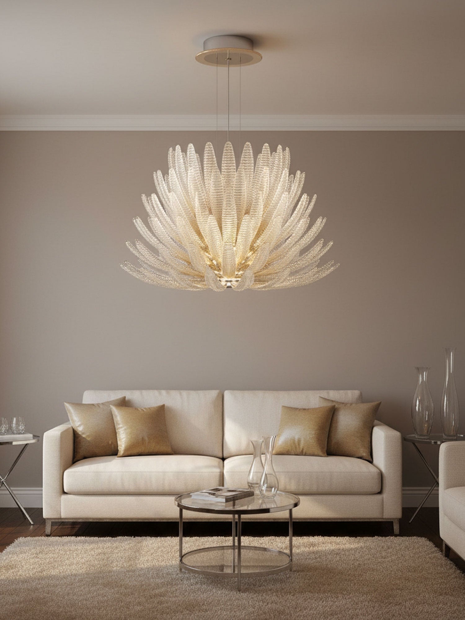 Aurelia Glass Petal Chandelier-Neutral Decor