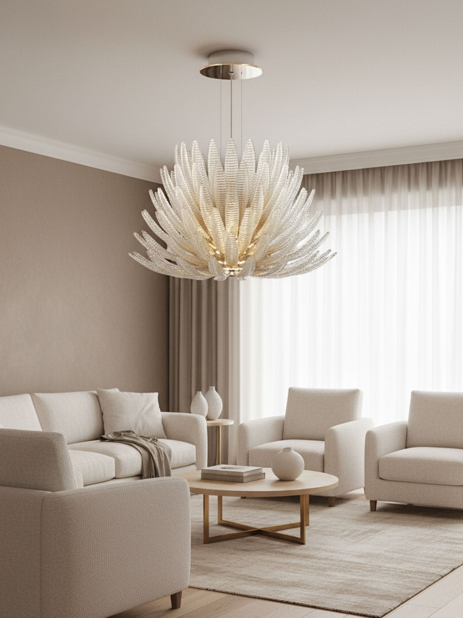Aurelia Glass Petal Chandelier-Neutral Decor