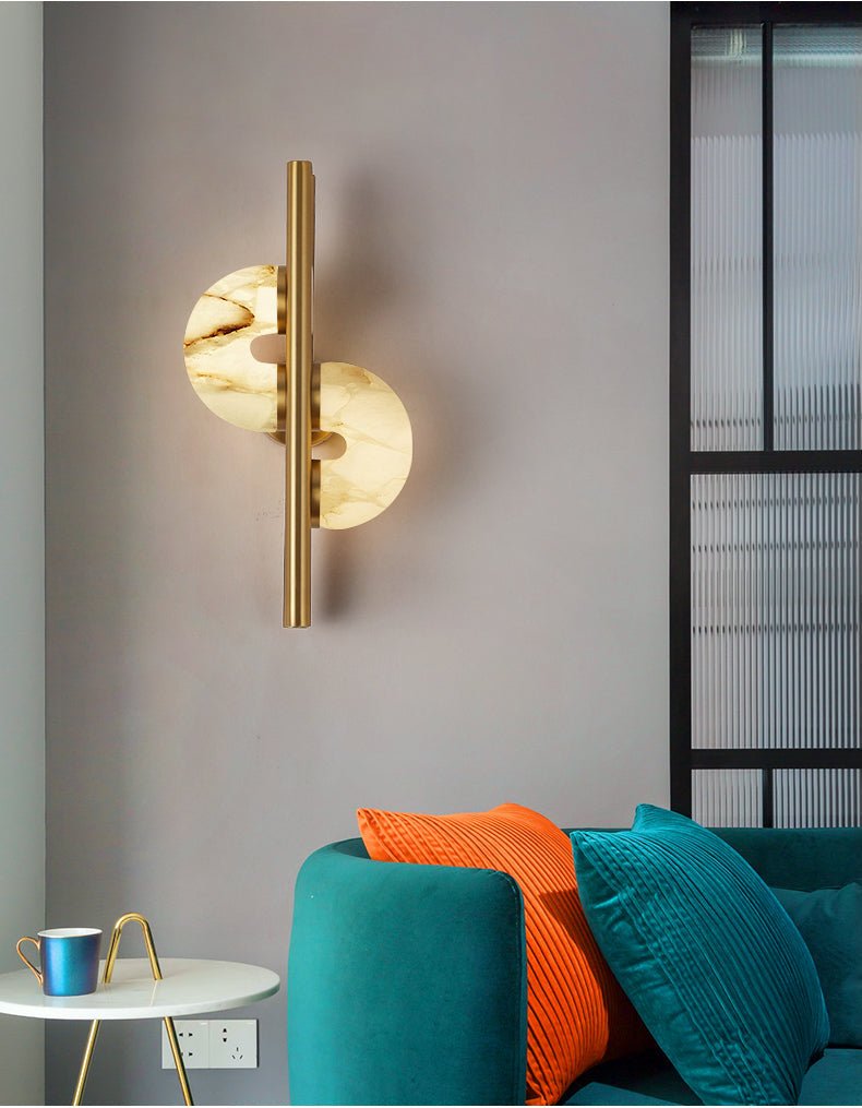 Sypre Dual Disc Artistic Alabaster Wall Lamp-Neutral Decor