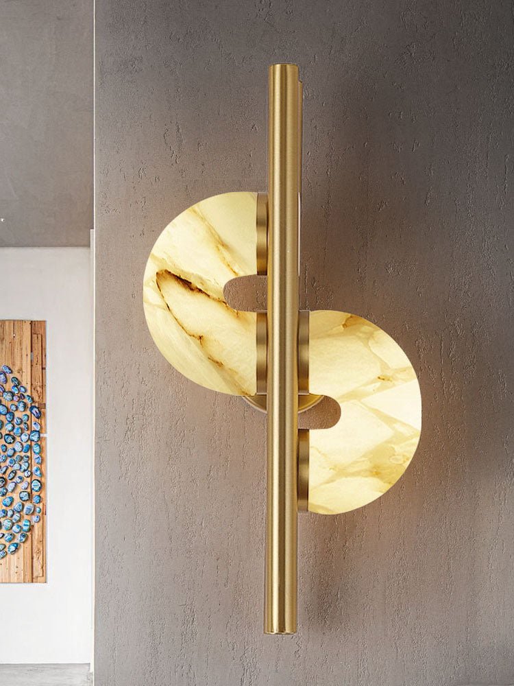 Sypre Dual Disc Artistic Alabaster Wall Lamp-Neutral Decor