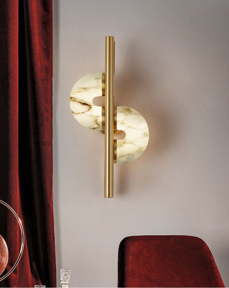 Sypre Dual Disc Artistic Alabaster Wall Lamp-Neutral Decor