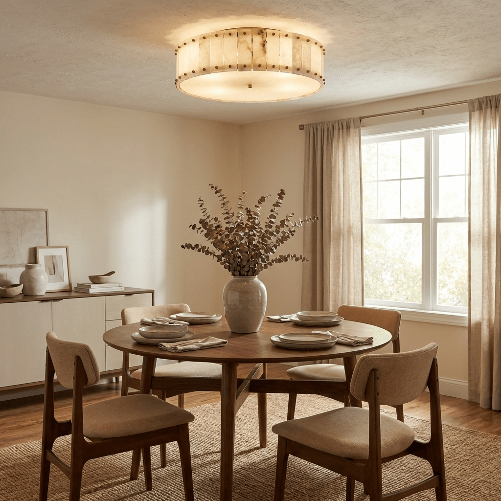 Aurelia Alabaster Ring Ceiling Lamp-Neutral Decor