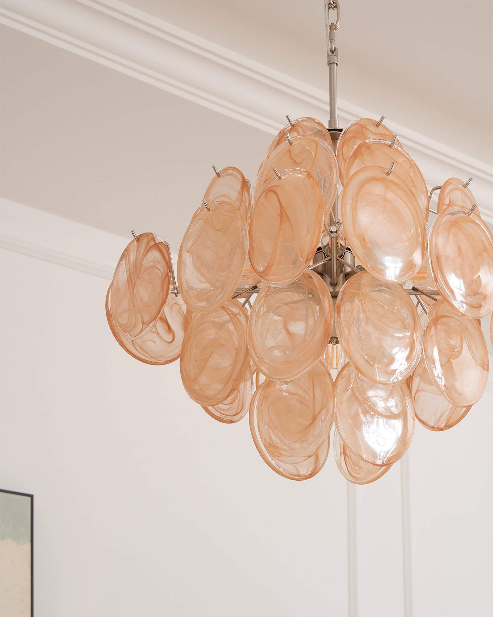 Aurora Chandelier Apricot Murano Glass Disc Layered Artistic-Neutral Decor