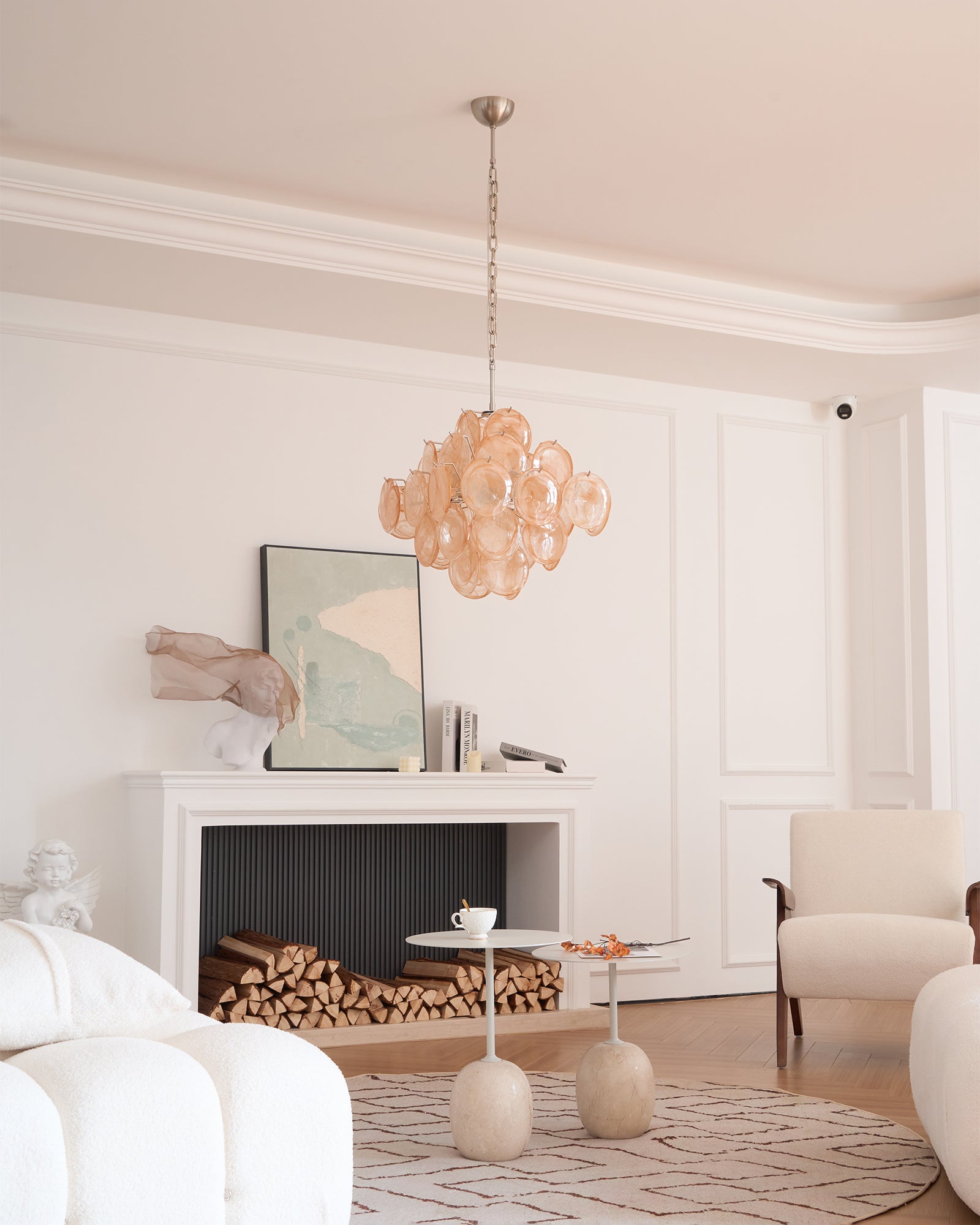 Aurora Chandelier Apricot Murano Glass Disc Layered Artistic-Neutral Decor