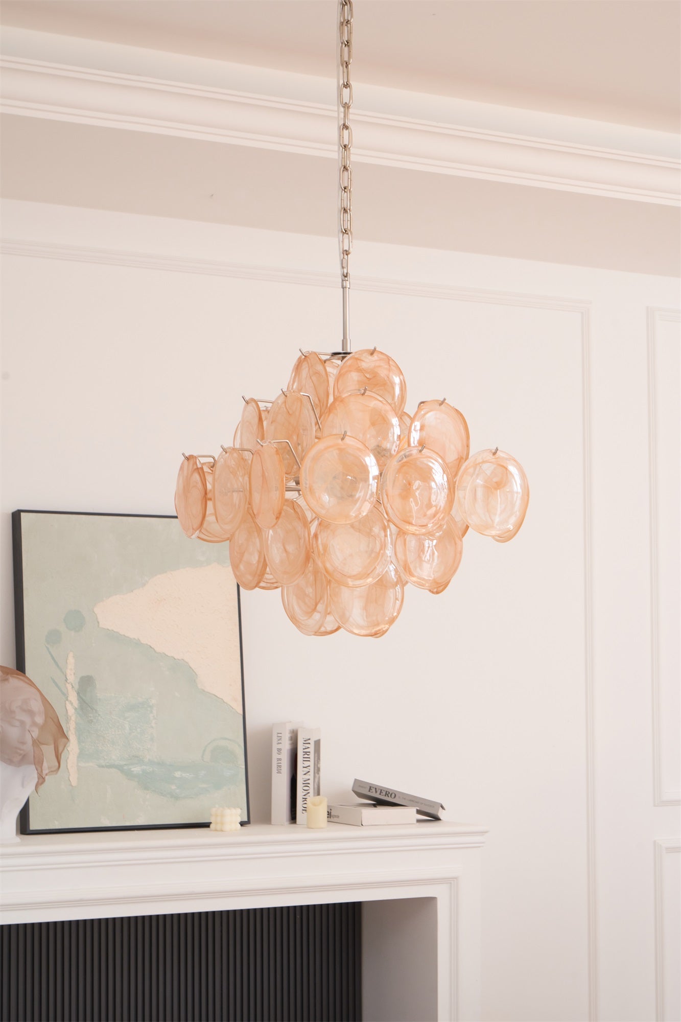 Aurora Chandelier Apricot Murano Glass Disc Layered Artistic-Neutral Decor