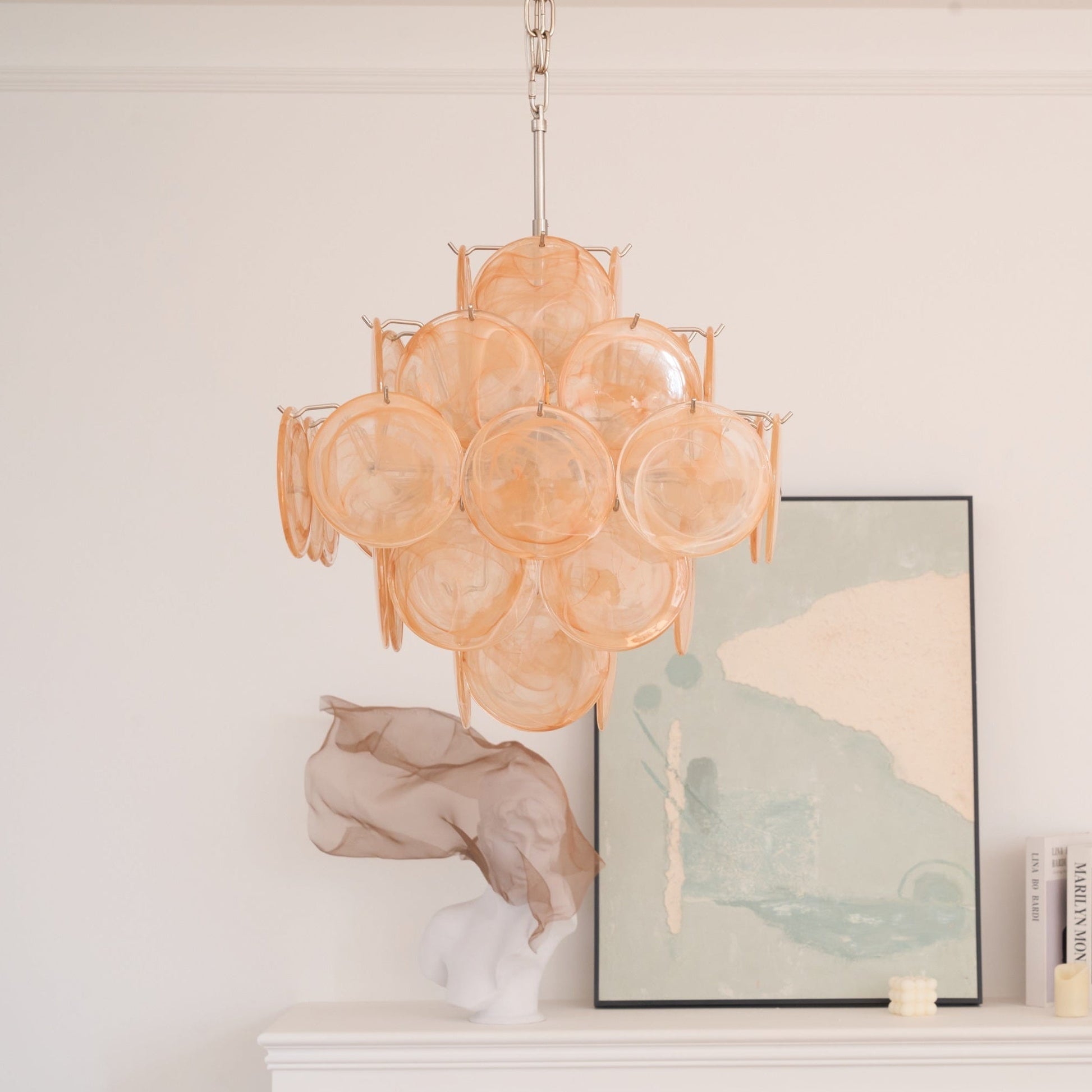 Aurora Chandelier Apricot Murano Glass Disc Layered Artistic-Neutral Decor