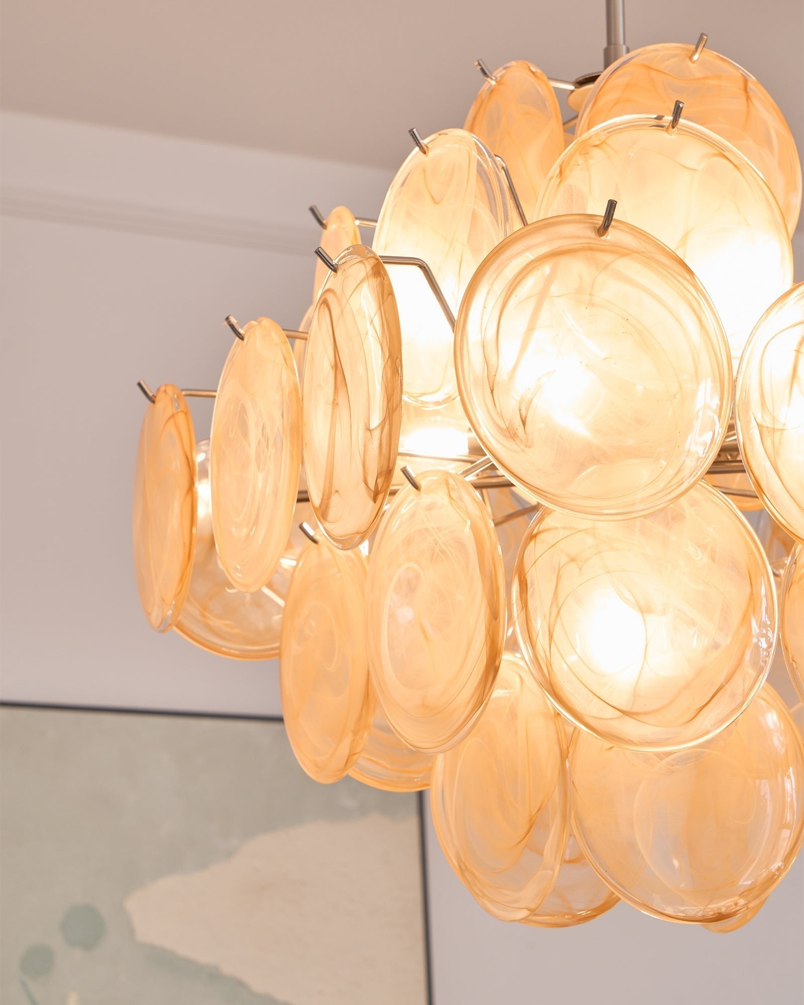 Aurora Chandelier Apricot Murano Glass Disc Layered Artistic-Neutral Decor