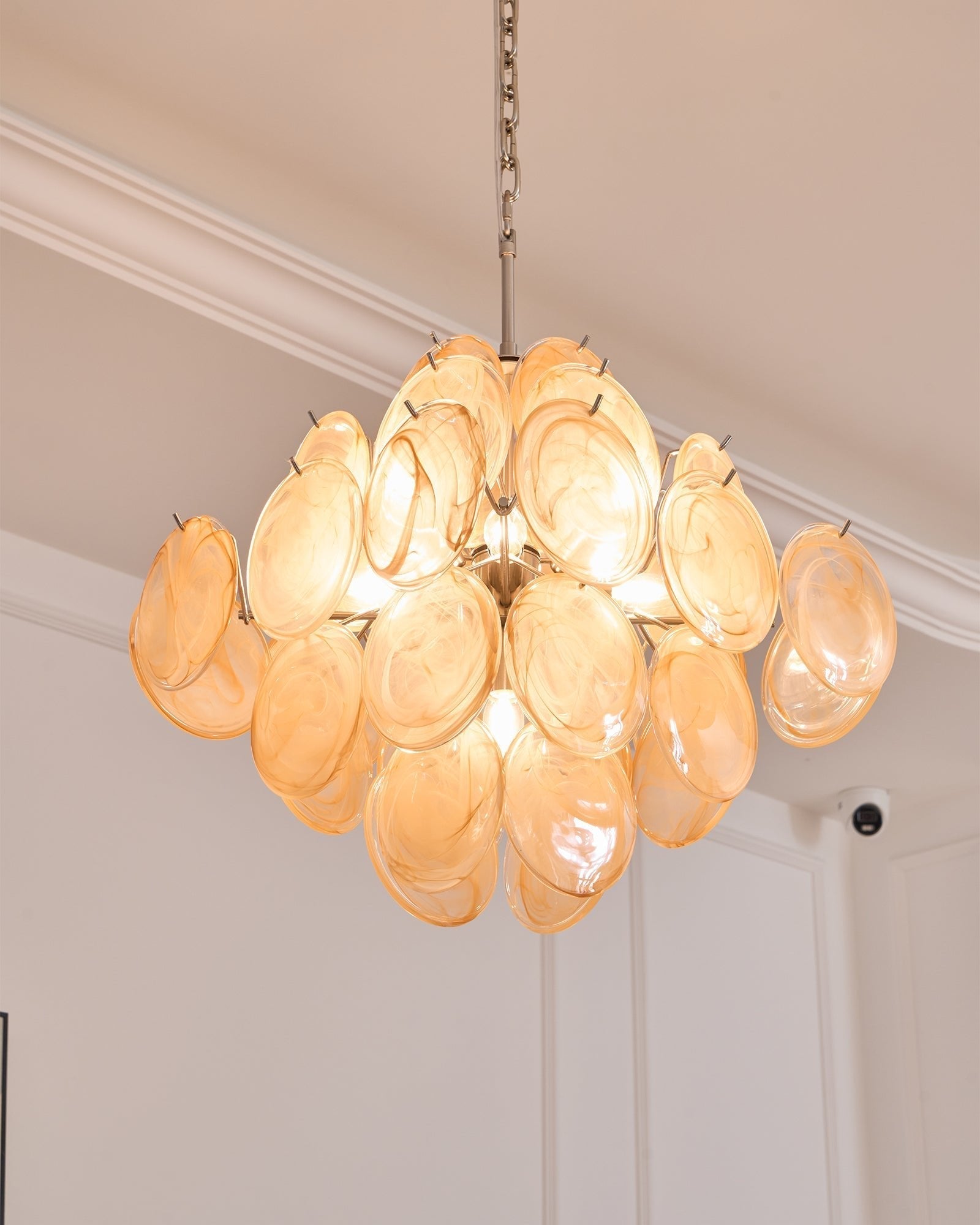 Aurora Chandelier Apricot Murano Glass Disc Layered Artistic-Neutral Decor